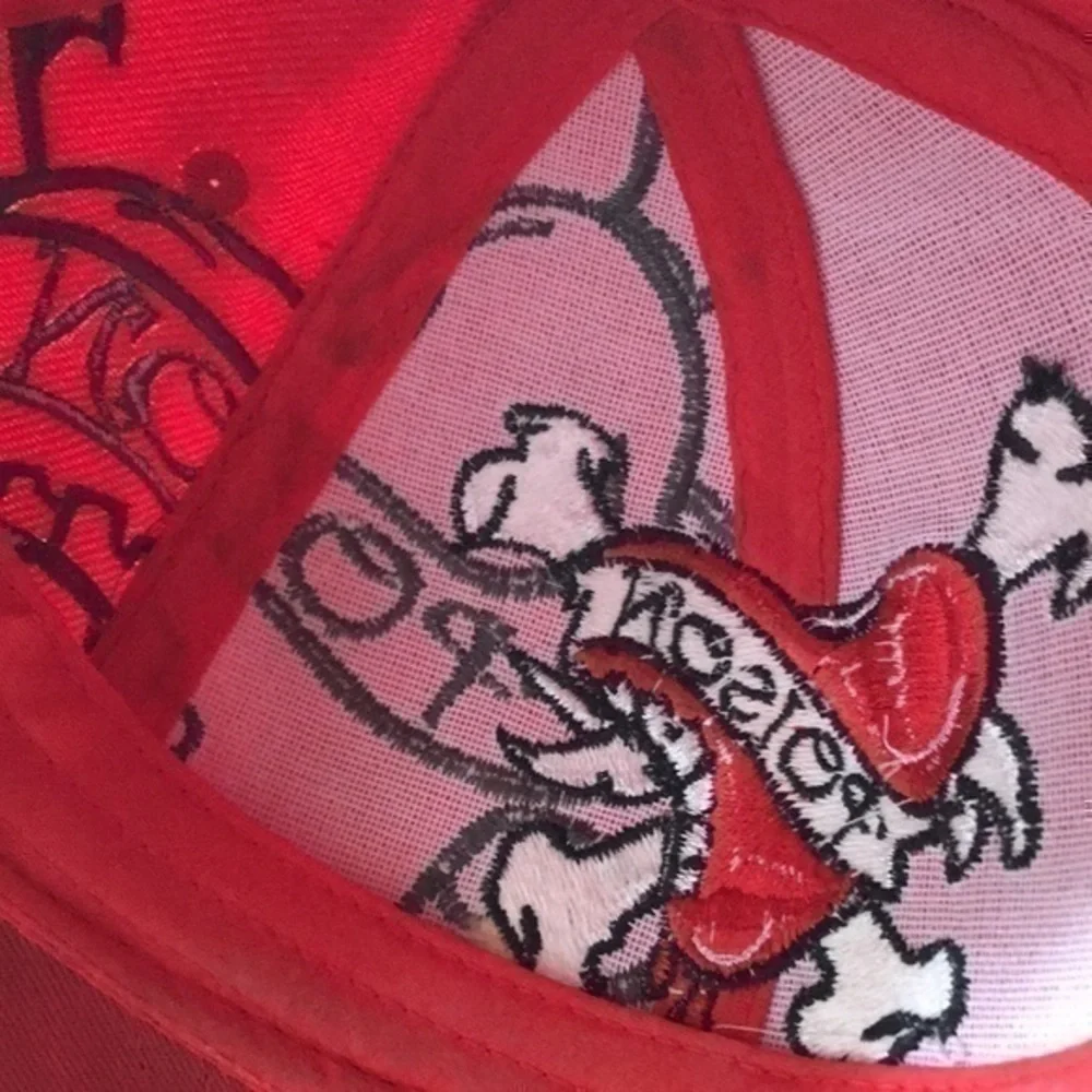 Poison Hat Red Embroidered size circumference around 21”